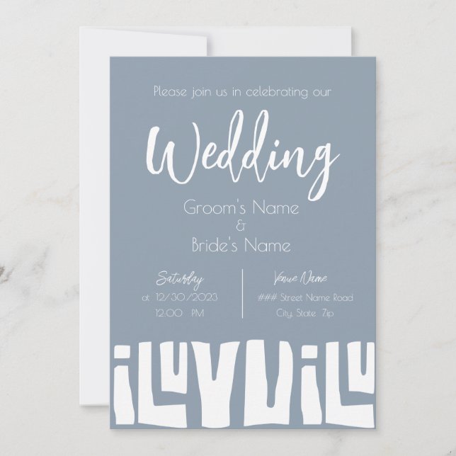 Tribal African Dusty Blue Wedding Einladung (Vorderseite)