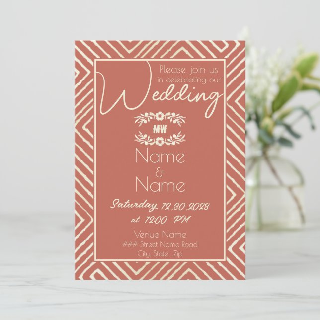Tribal African Lmon Orange Wedding Einladung (Stehend Vorderseite)