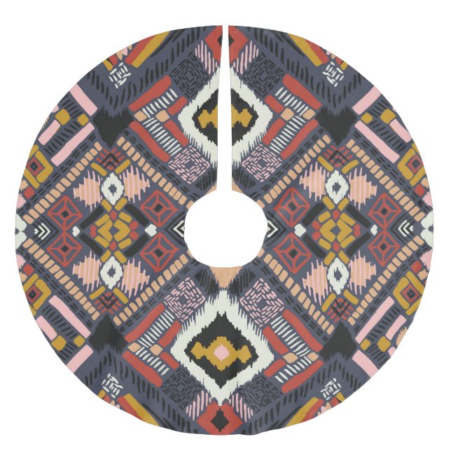 Tribal African Zickzack Aztec Muster Polyester Weihnachtsbaumdecke (Vorderseite)