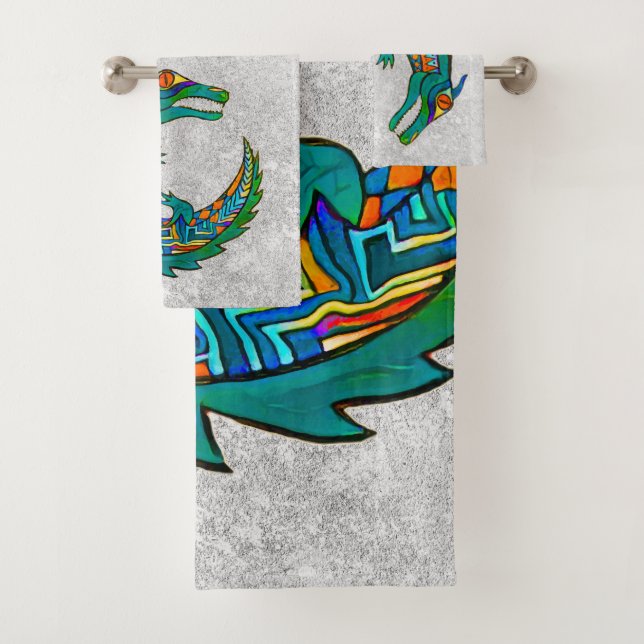 Tribal Alligator Art Badhandtuch Set (Insitu)