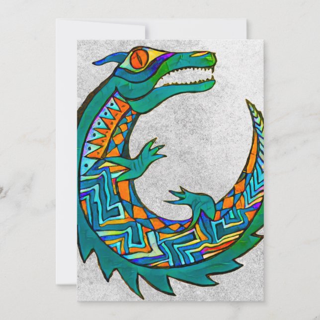 Tribal Alligator Art Einladung (Vorderseite)