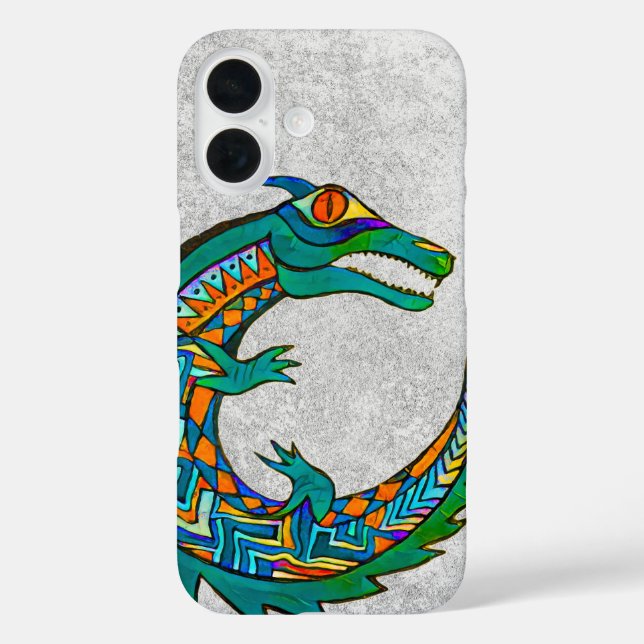 Tribal Alligator Art iPhone 16 Hülle (Rückseite)