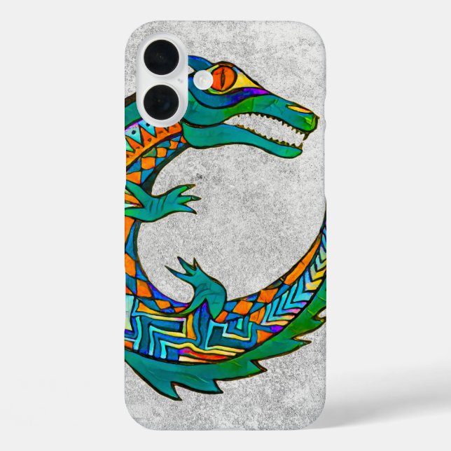Tribal Alligator Art iPhone 16 Plus Hülle (Rückseite)