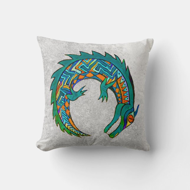 Tribal Alligator Art Kissen (Vorderseite)