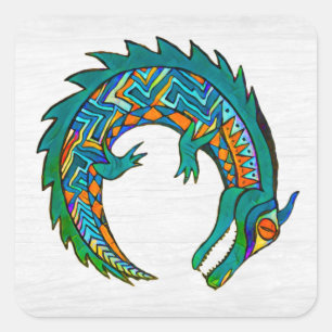 Tribal Alligator Art Quadratischer Aufkleber