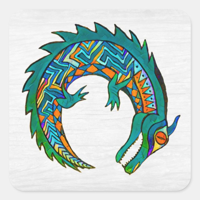 Tribal Alligator Art Quadratischer Aufkleber (Vorderseite)