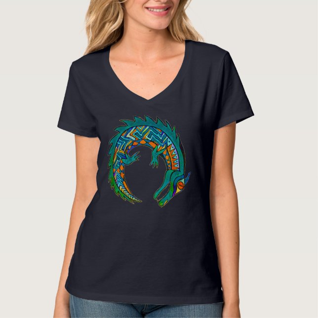 Tribal Alligator Art T-Shirt (Vorderseite)