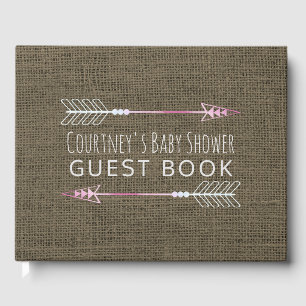 Tribal Arrow Baby Girl Burlap Baby Dusche Gästebuch
