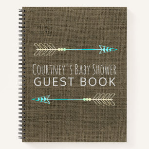 Tribal Arrow Baby Showbook Rustic Burlap Notizbuch
