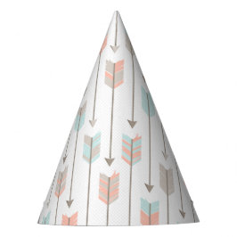 Tribal Arrow Gray Pink Blue Birthday Party Hat Partyhütchen