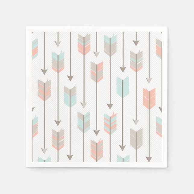 Tribal Arrow Gray Pink Blue Paper Napkins Serviette (Vorderseite)