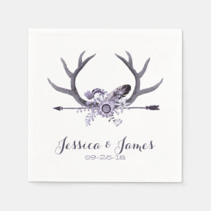 Tribal Arrow und Antlers Lila Serviette