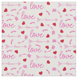 Tribal Arrows and Red Liebe Hearts Boho Valentines Stoff