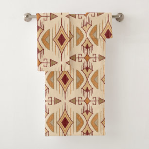Tribal Arrows, Apricot, Burgund, Tan Badhandtuch Set