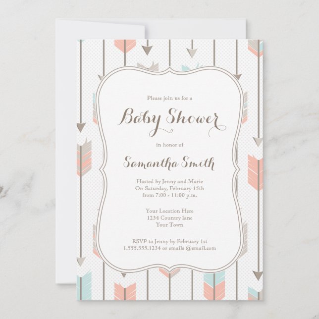 Tribal Arrows Baby Shower Einladung (Vorderseite)