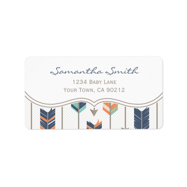 Tribal Arrows Orange Blue und Grau Adressaufkleber (Vorne)