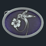 Tribal Art Bird Motif auf Blue Ovale Gürtelschnalle<br><div class="desc">Stammesvogelkunst.</div>
