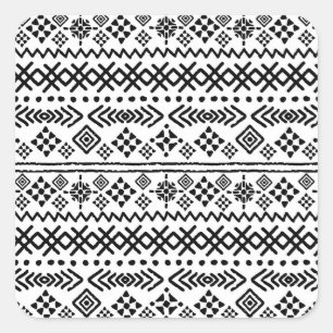 Tribal Art Boho: geometrisch nahtlos. Quadratischer Aufkleber