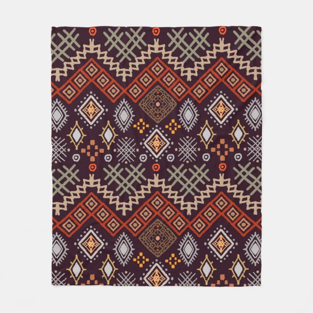 Tribal Art boho nahtloses Muster Fleecedecke (Vorderseite)