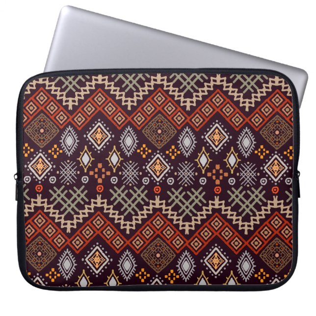 Tribal Art boho nahtloses Muster Laptopschutzhülle (Vorderseite)