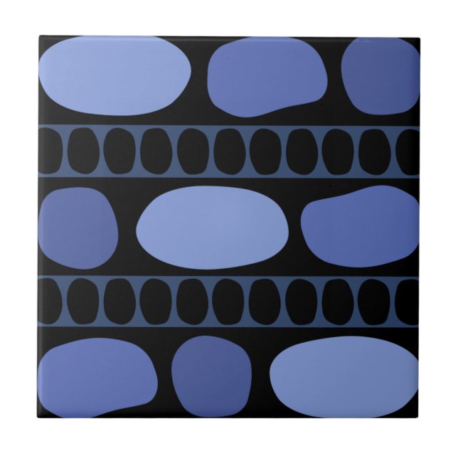 Tribal Art Rock Muster Schwarz Blau Fliese (Vorderseite)