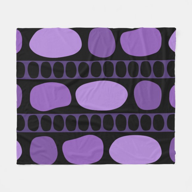 Tribal Art Rock Pattern Black Purple Fleecedecke (Vorderseite (Horizontal))