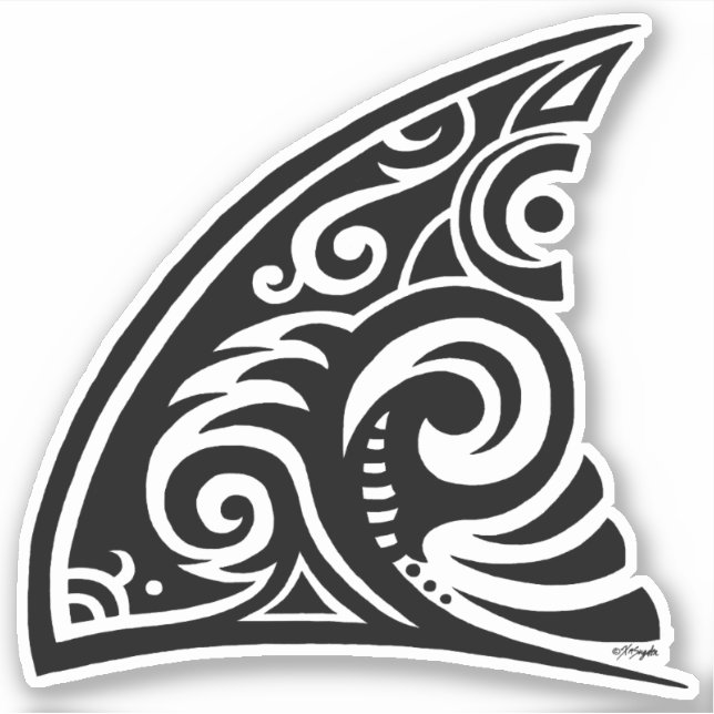 Tribal Art Shark Fin Aufkleber (Vorderseite)