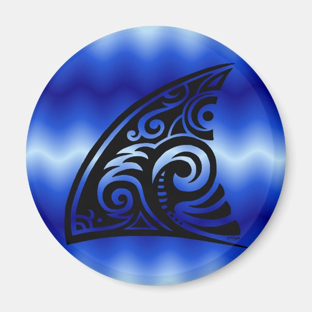 Tribal Art Shark Fin Magnet (Vorne)