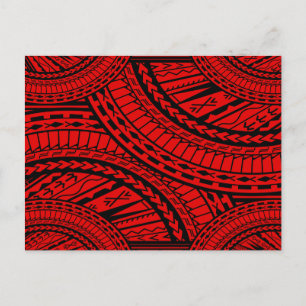 Tribal Aztec Art Red Black Postkarte