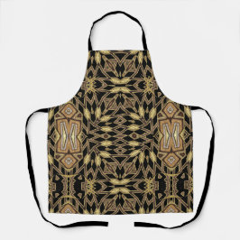 Tribal Aztec Fusion Black & Gold Muster Schürze