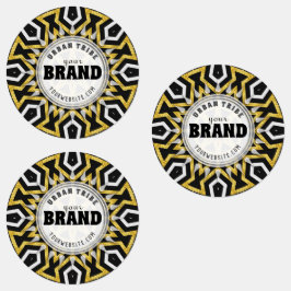 Tribal Aztec Gold Sun Black+White Markenaufkleber Etiketten