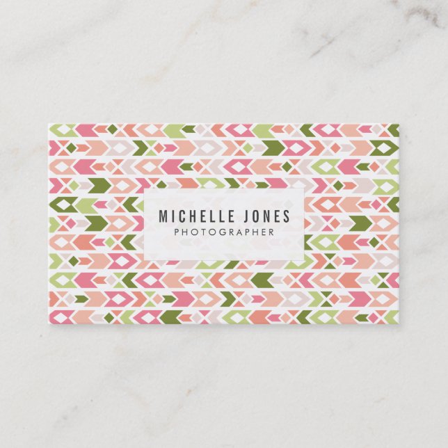 Tribal Aztec Pattern Fotograf Business Cards Visitenkarte (Vorderseite)