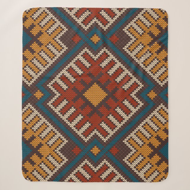 Tribal Aztec, Strickwollemuster. Sherpadecke (Vorderseite)
