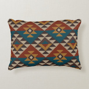 Tribal Aztec Wolle stickte Textur. Dekokissen