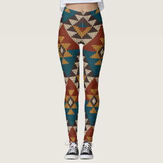 Tribal Aztec Wolle stickte Textur. Leggings