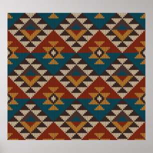 Tribal Aztec Wolle stickte Textur. Poster