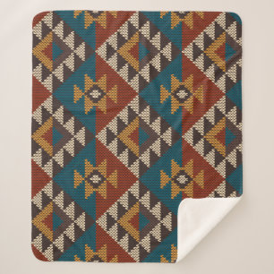 Tribal Aztec Wolle stickte Textur. Sherpadecke