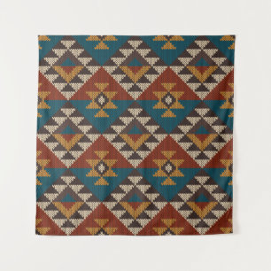 Tribal Aztec Wolle stickte Textur. Wandteppich