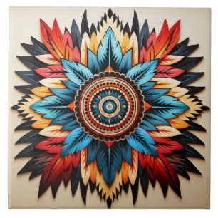 Tribal Azteken-Muster geometrisch abstrakt farbenf Fliese