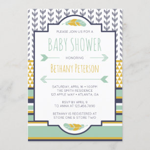 Tribal Baby Shower Invasion, Aztec, Arrows, BOHO Einladung