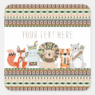 Tribal Baby Shower Quadratischer Aufkleber