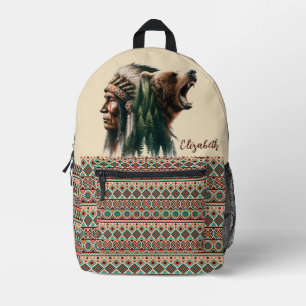 Tribal Bär und Häuptling-Rucksack  Bedruckter Rucksack