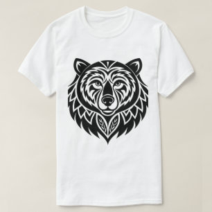 Tribal-Bärenkopf-T-Shirt   Schwarzes Tribal-Tier G T-Shirt