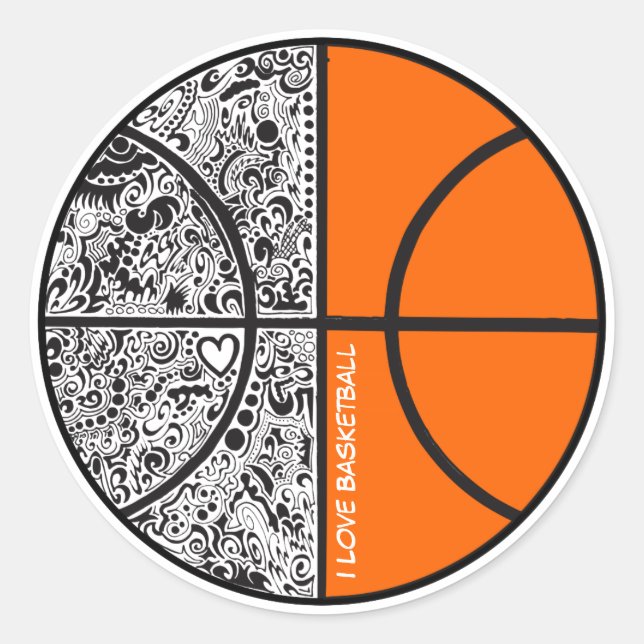 Tribal Basketball Runder Aufkleber (Vorderseite)