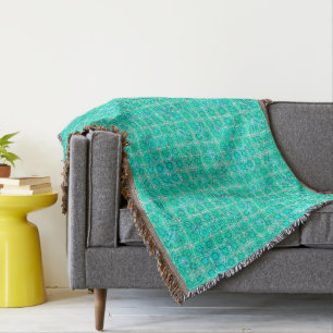 Tribal Batik - Aqua und Türkis mit Weiß Decke