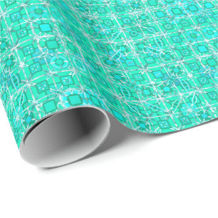 Tribal Batik - Aqua und Türkis mit Weiß Geschenkpapier
