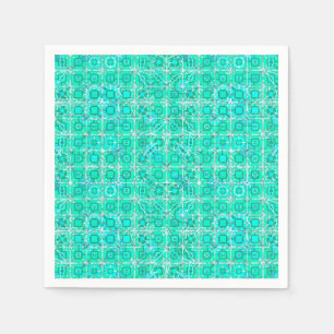 Tribal Batik - Aqua und Türkis mit Weiß Serviette