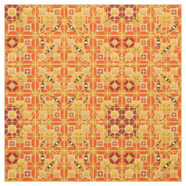 Tribal-Batik - Bernstein- und Brauntöne Stoff (Muster)