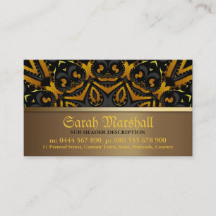 Tribal Batik Black and Burnt Gold Business Card Visitenkarte