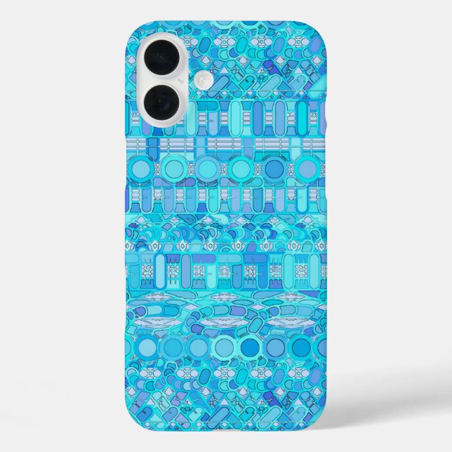 Tribal Batik - Blautöne iPhone 16 Plus Hülle (Rückseite)